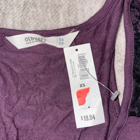 Old Navy | Dark purple tank top w/black lace - Picture 8 of 9